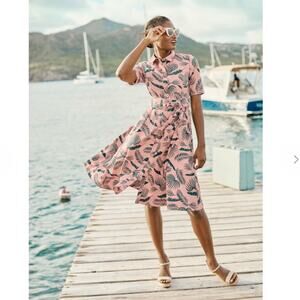 Boden Anastasia Shirt Dress in Chunky Pink Jungle Palm